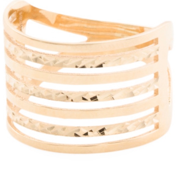 MIA FIORE Made In Italy 14kt Gold Multi Row Polished Diamond Cut Ring Size 8 NEW - Picture 7 of 13